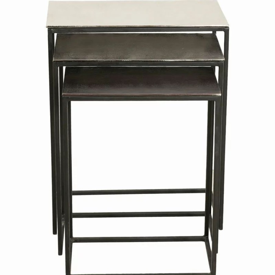 Coffee & Accent Tables * | Renwil Manisa Aluminum And Iron Raw Nickel, Black And Bronze Accent Tables