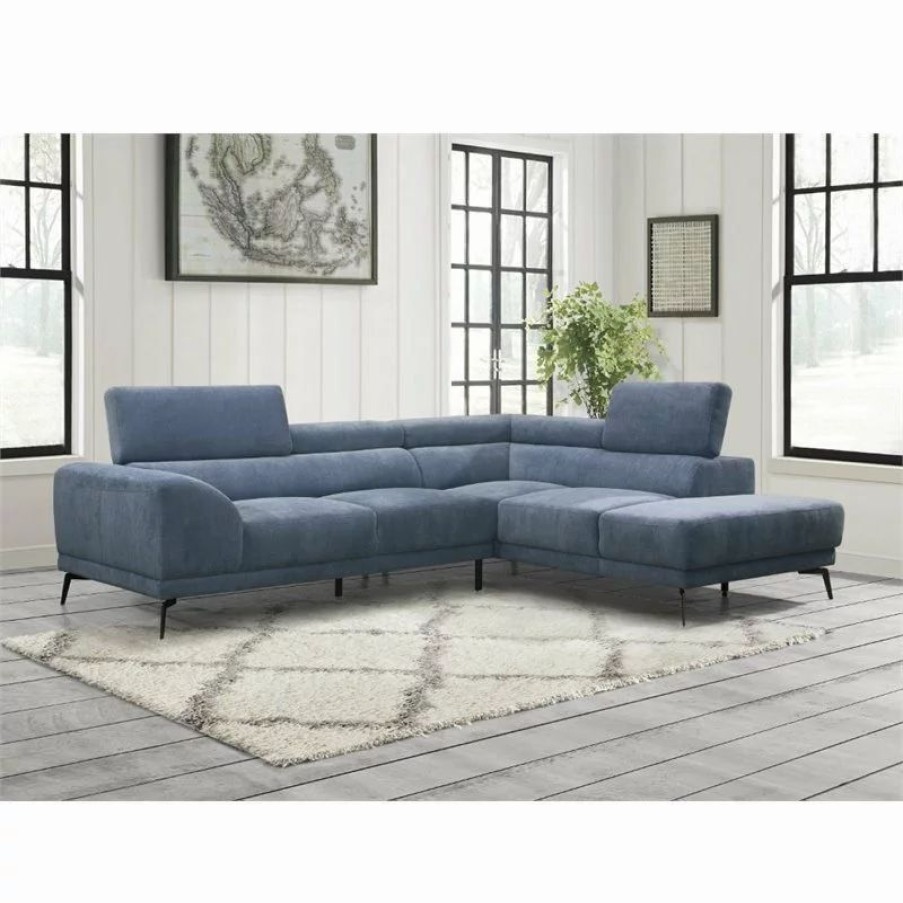 Sofas & Sectionals * | Domain Industries Inc. Lexicon Medora Upholstered Sectional Sofa In Blue