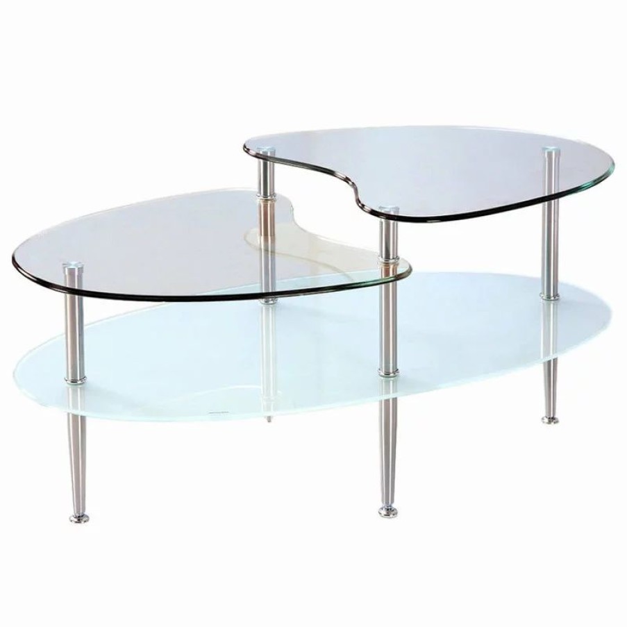 Coffee & Accent Tables * | Walker Edison Mariner Glass Oval Coffee Table