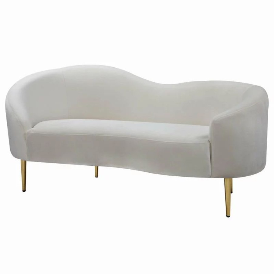 Sofas & Sectionals * | Meridian Furniture Ritz Velvet Loveseat, Cream