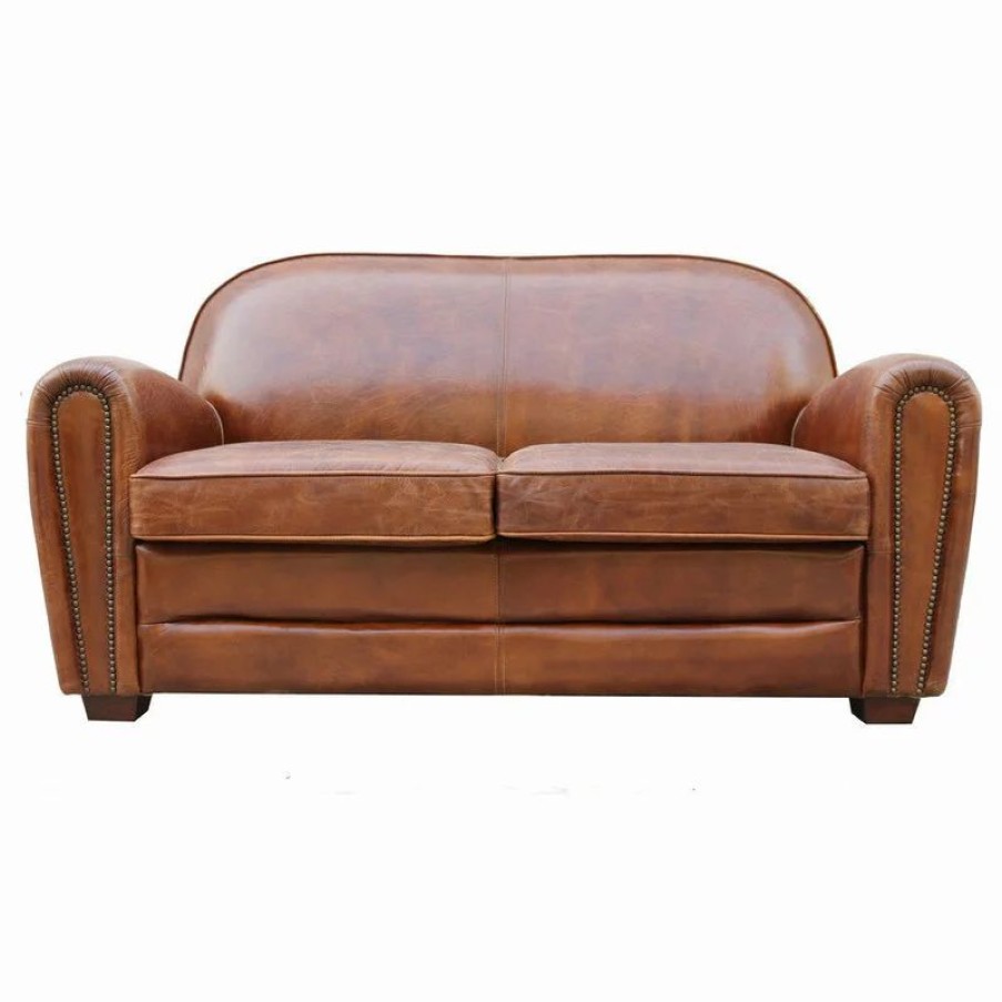 Sofas & Sectionals * | Pasargad Home Paris Club Genuine Leather Loveseat