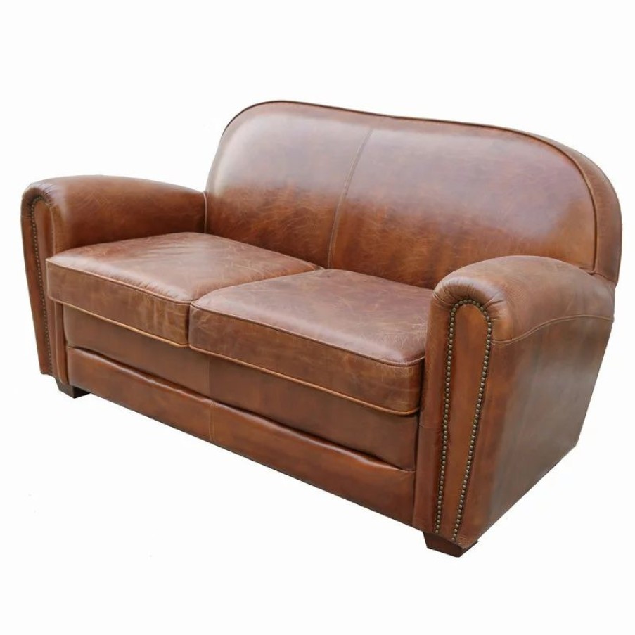 Sofas & Sectionals * | Pasargad Home Paris Club Genuine Leather Loveseat