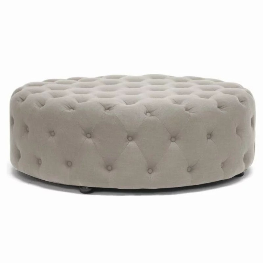 Footstools & Ottomans * | Baxton Studio Cardiff Linen Tufted Ottoman, Beige