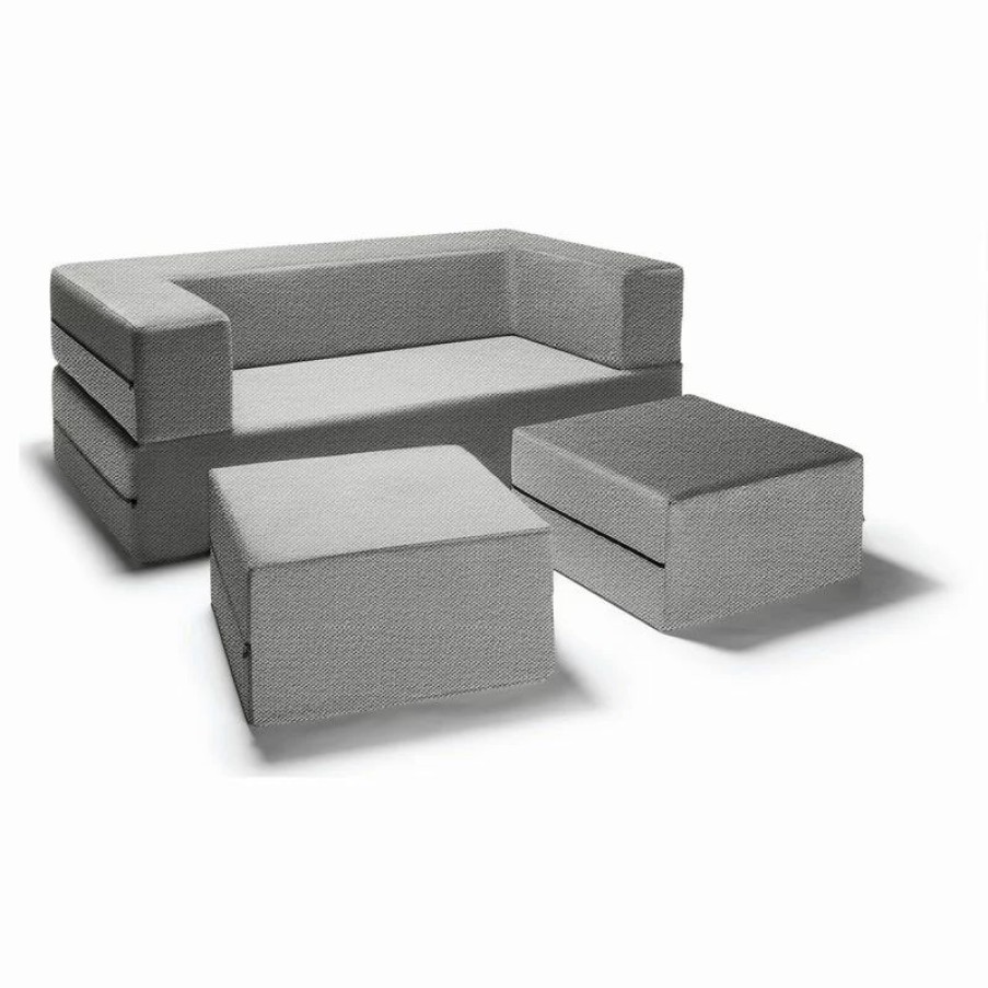 Sofas & Sectionals * | Jaxx Casual Living Zipline Convertible Sleeper Loveseat With 2 Ottomans, 3-Piece Set, Pewter