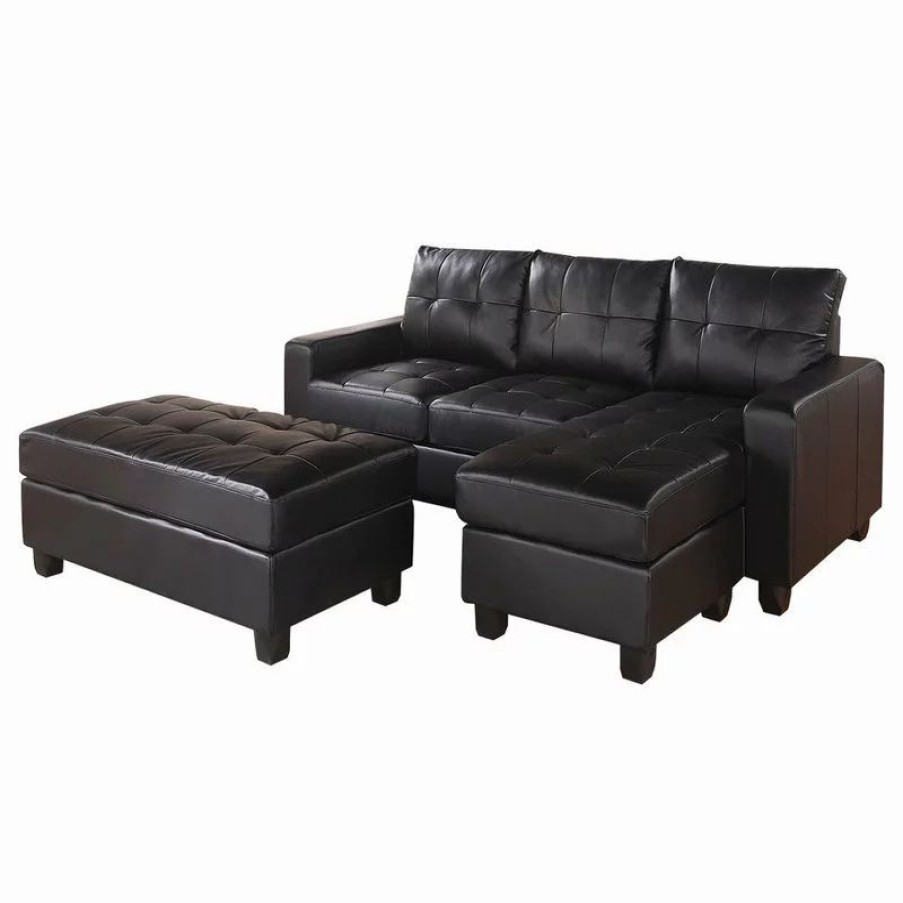 Sofas & Sectionals * | Acme Furniture Lyssa Sectional Sofa, Reversible Chaise And Ottoman, Black