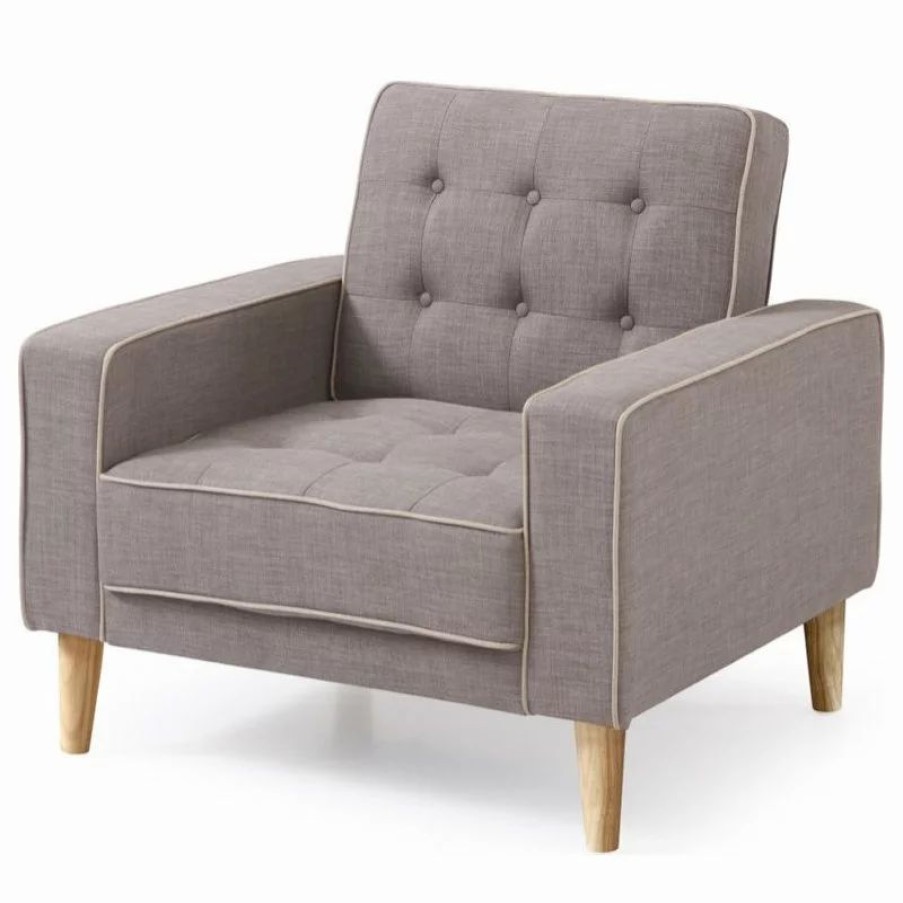 Chairs * | Glory Furniture Andrews Twill Fabric Convertible Chair In Gray