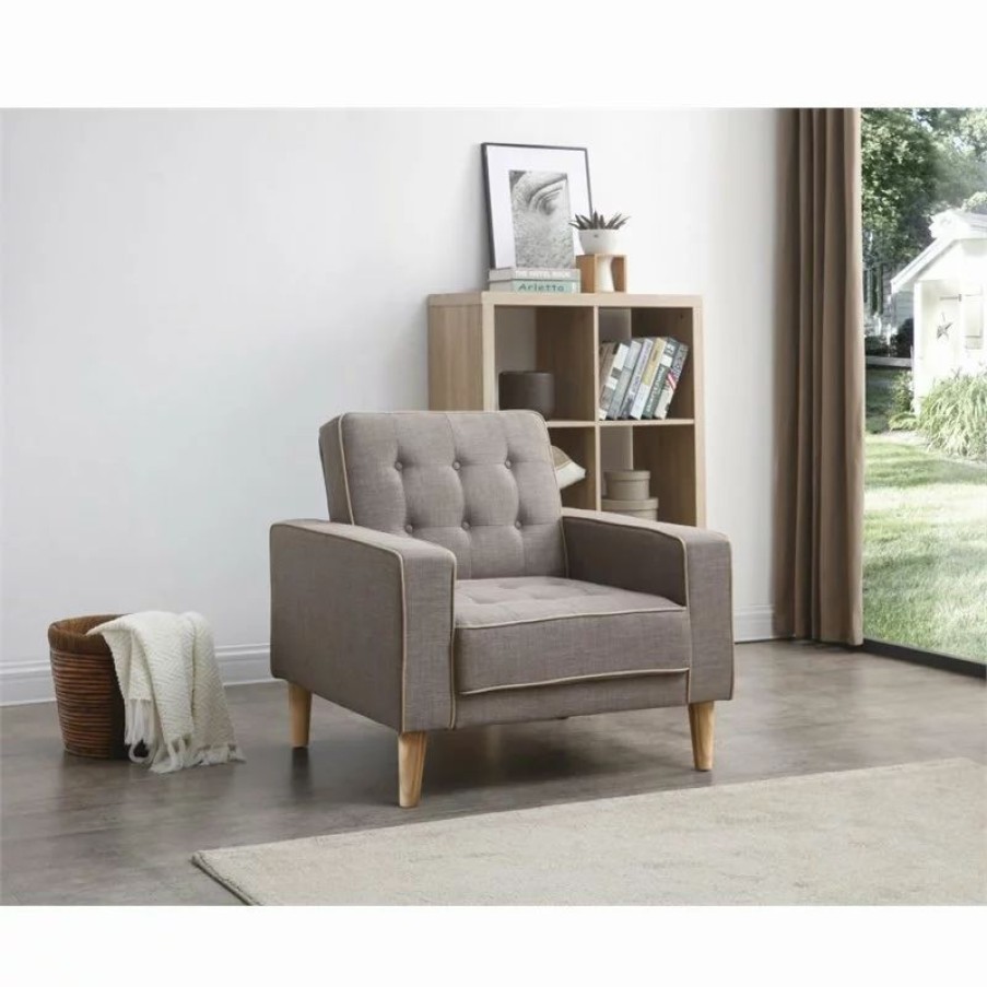 Chairs * | Glory Furniture Andrews Twill Fabric Convertible Chair In Gray