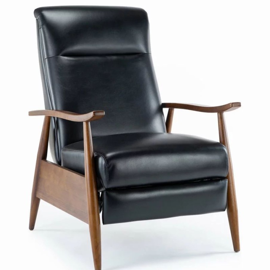 Chairs * | Comfort Pointe Solaris Wood Arm Push Back Recliner, Black