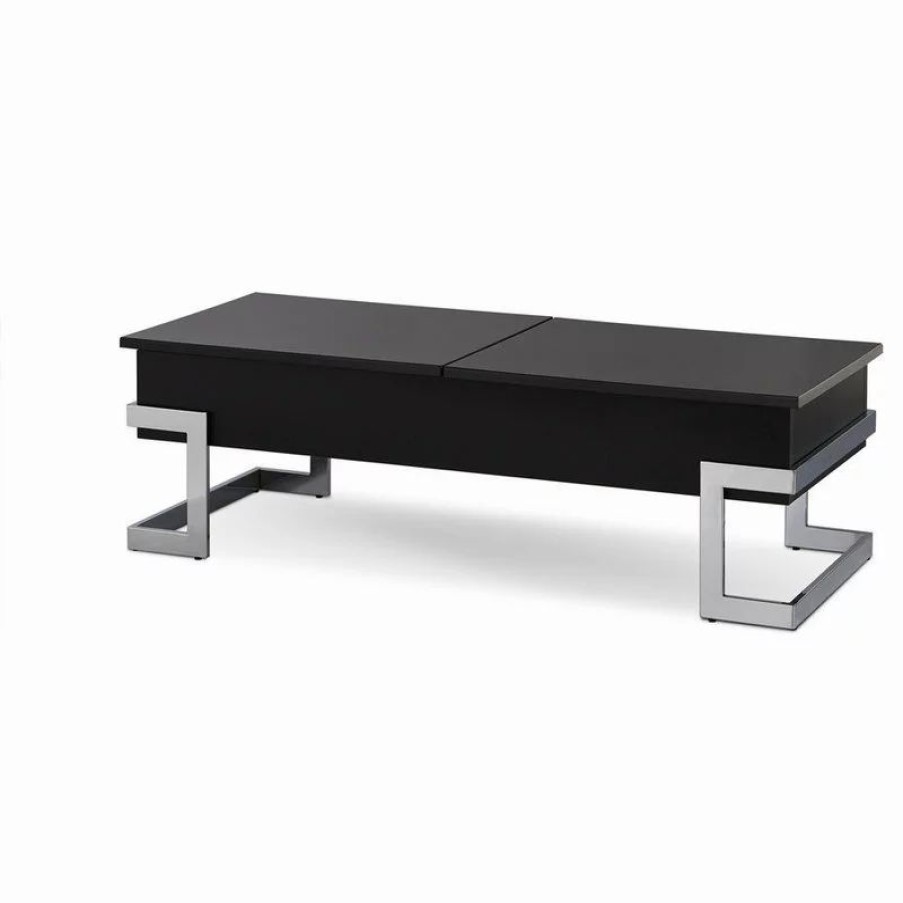 Coffee & Accent Tables * | Acme Furniture Acme Calnan Lift Top Coffee Table, Black And Chrome