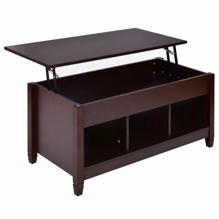 Coffee & Accent Tables * | Costway Lift Top Coffee Table W/ Hidden Compartment And Storage Shelves