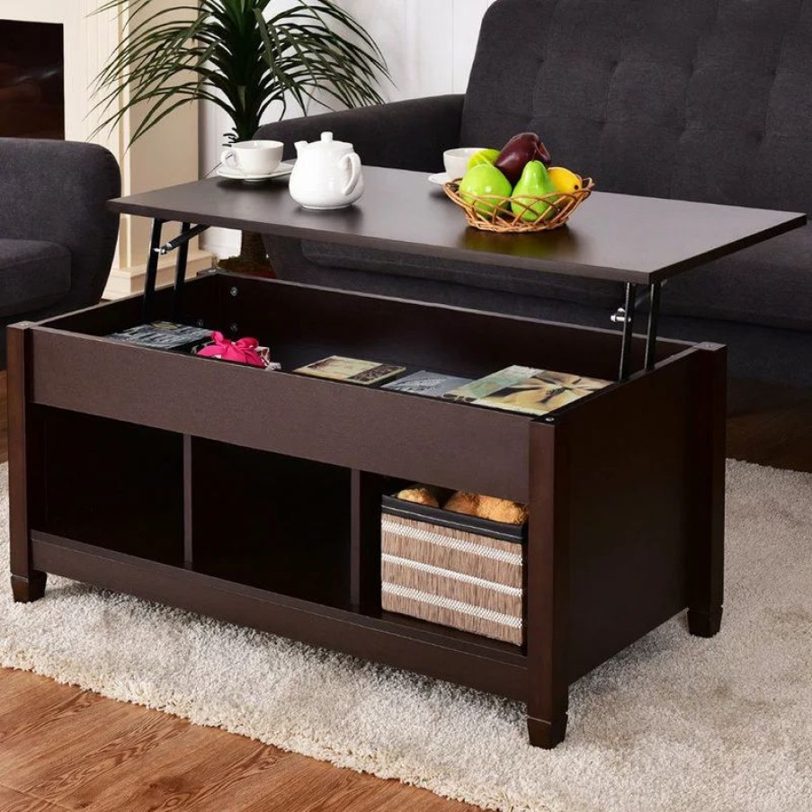 Coffee & Accent Tables * | Costway Lift Top Coffee Table W/ Hidden Compartment And Storage Shelves