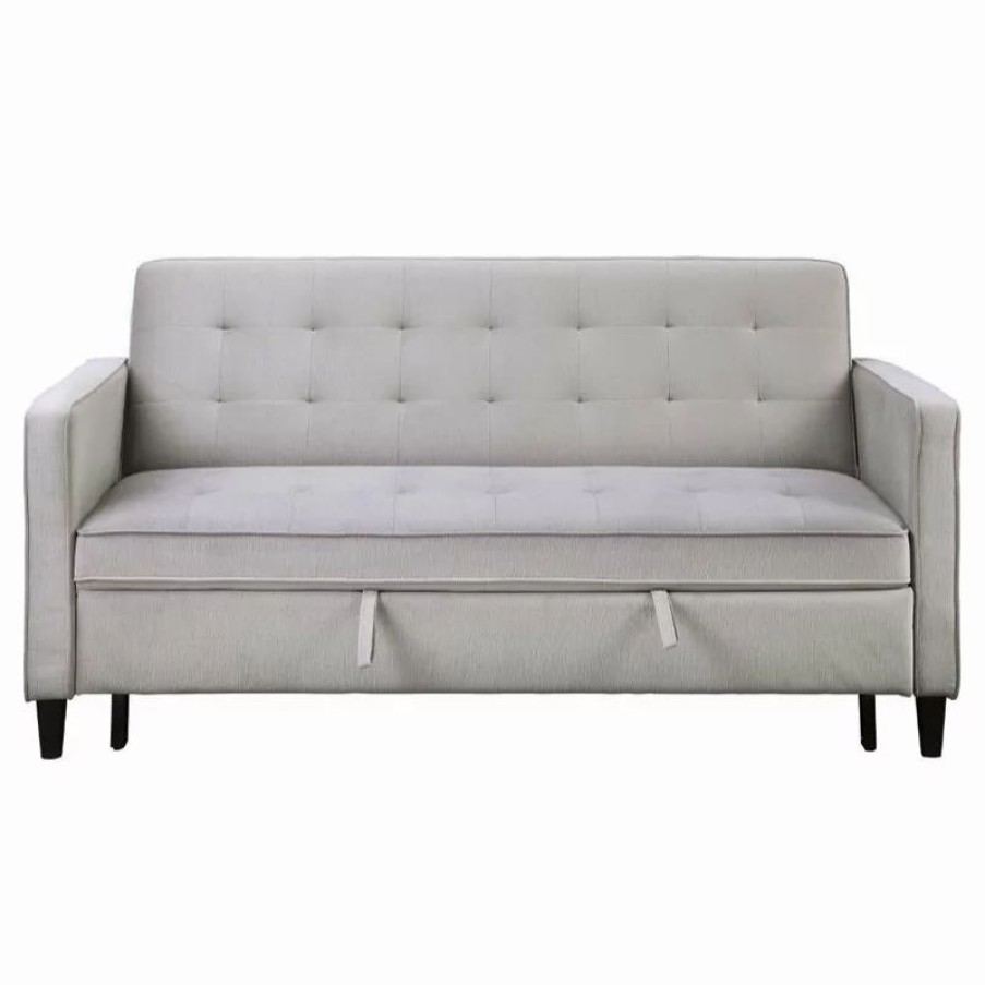 Sofas & Sectionals * | Domain Industries Inc. Lexicon Strader Microfiber Convertible Studio Sofa In Dove