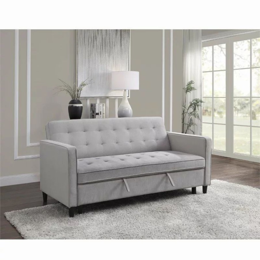 Sofas & Sectionals * | Domain Industries Inc. Lexicon Strader Microfiber Convertible Studio Sofa In Dove