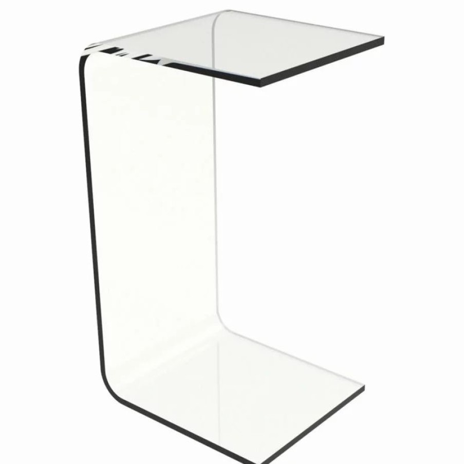 Coffee & Accent Tables * | Acrylic Side Table-Clear And Modern C-Style Vertical End Table By Lavish Home