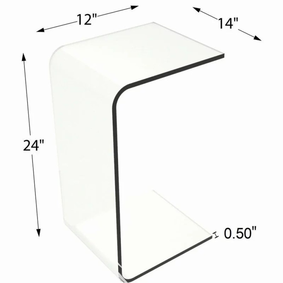 Coffee & Accent Tables * | Acrylic Side Table-Clear And Modern C-Style Vertical End Table By Lavish Home