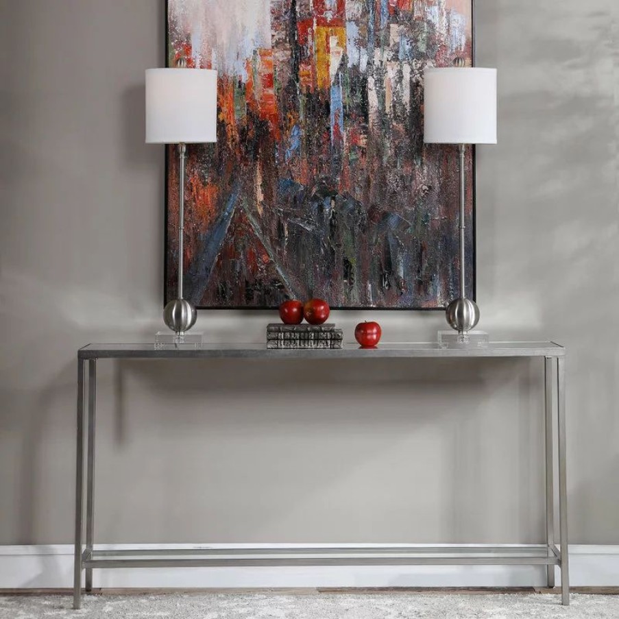 Console Tables * | Uttermost Hayley Silver Console Table