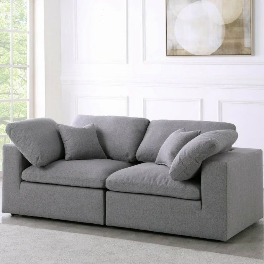 Sofas & Sectionals * | Meridian Furniture Serene Down Filled Cloud-Like Comfort Modular Sofa, Gray, 2-Seater