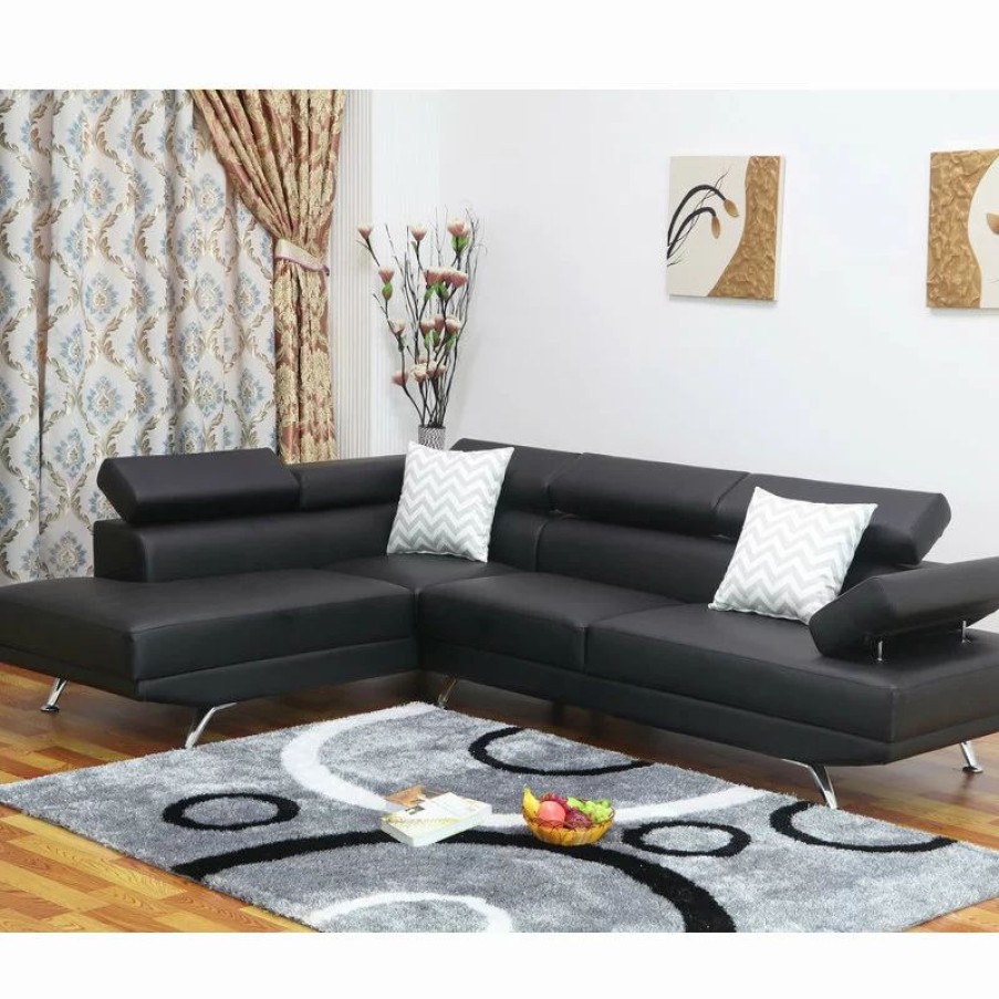 Sofas & Sectionals * | Us Furnishings Express Kensley 2-Piece Sectional Sofa Set, Black, Left-Facing