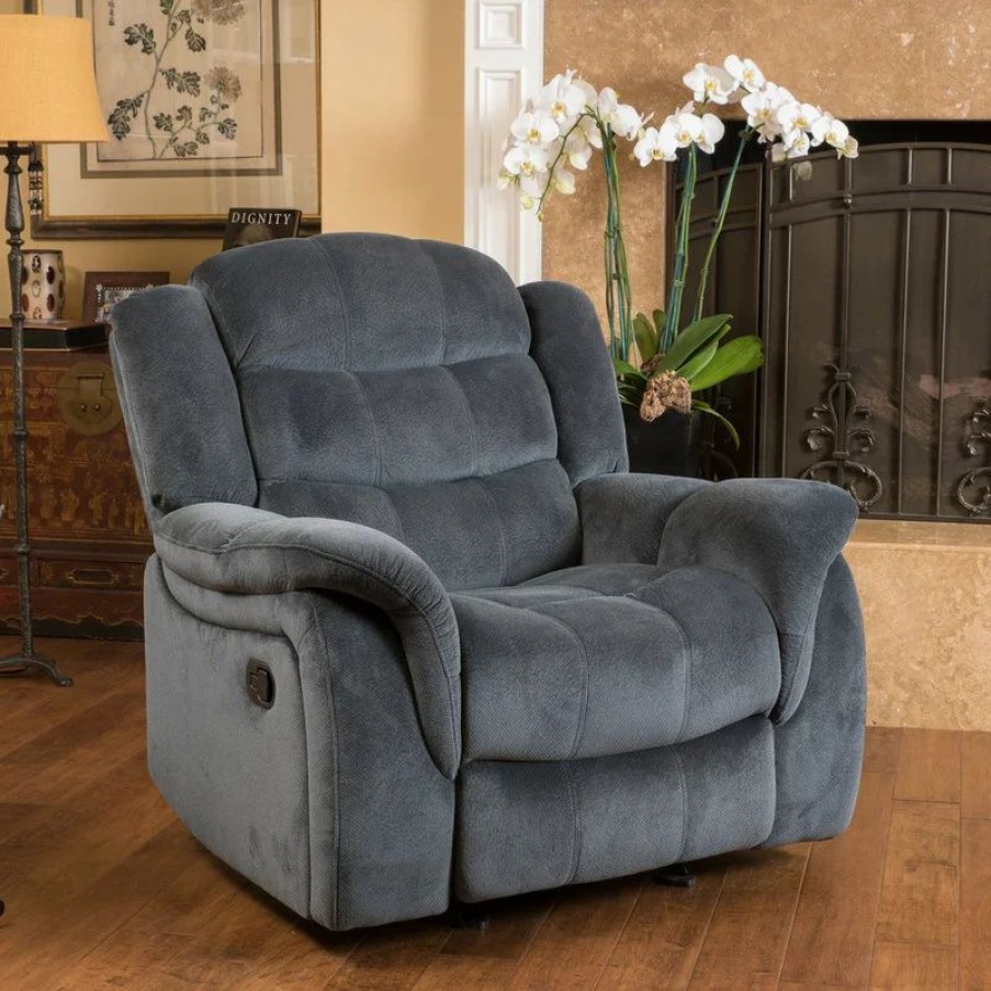 Chairs * | Gdfstudio Gdf Studio Emryka Gray Fabric Glider Recliner