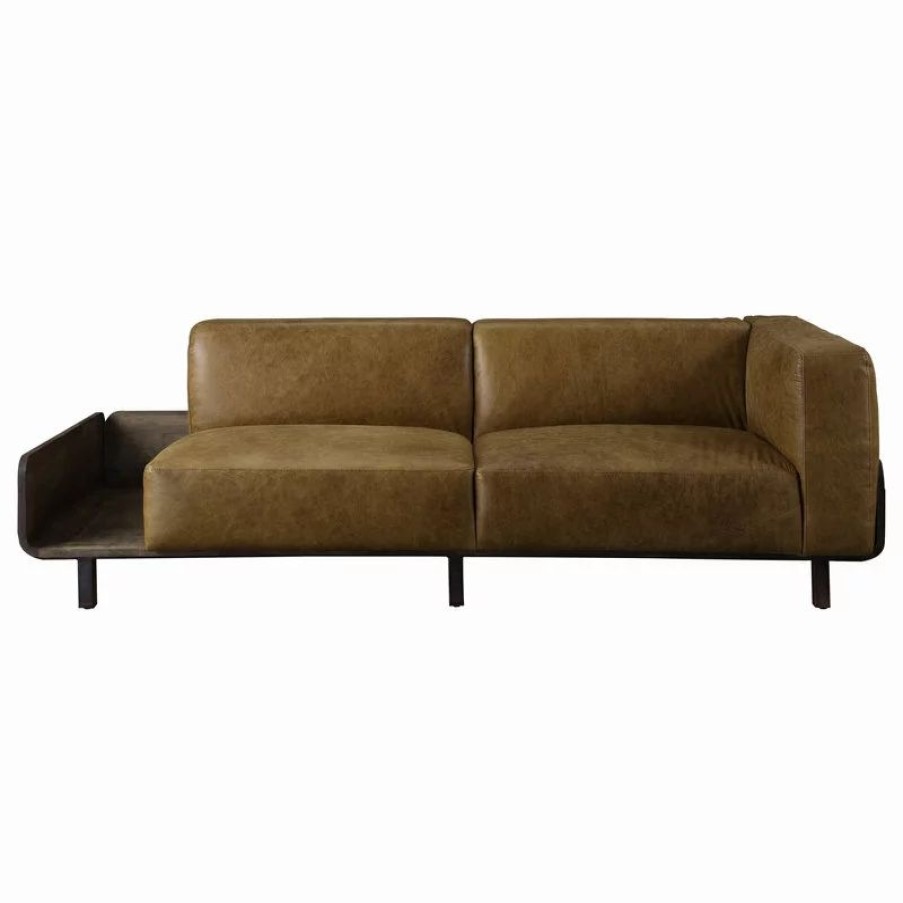 Sofas & Sectionals * | Acme Furniture Sofa, Chestnut Top Grain Leather And Rustic Oak