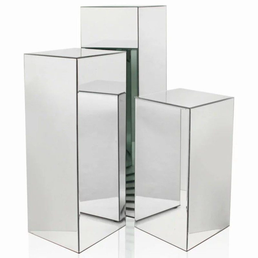 Coffee & Accent Tables * | Galore Home Mirror Block Column Or Pedestal, Silver, Large