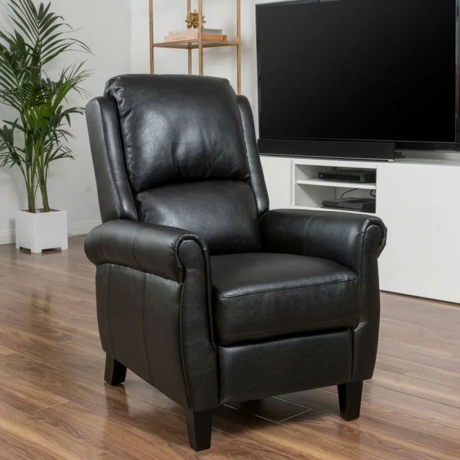 Chairs * | Gdfstudio Gdf Studio Lloyd Black Leather Recliner Club Chair