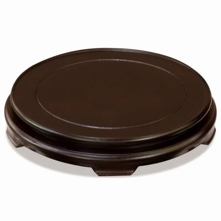 Coffee & Accent Tables * | China Furniture And Arts 10 Inch Dark Brown Round Chinese Wooden Stand