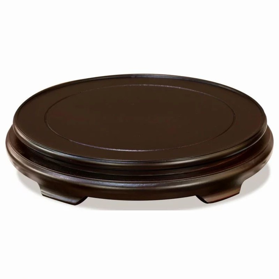 Coffee & Accent Tables * | China Furniture And Arts 10 Inch Dark Brown Round Chinese Wooden Stand