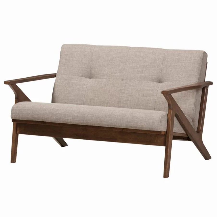 Sofas & Sectionals * | Baxton Studio Bianca Mid-Century Modern 2-Seater Loveseat, Light Gray Fabric