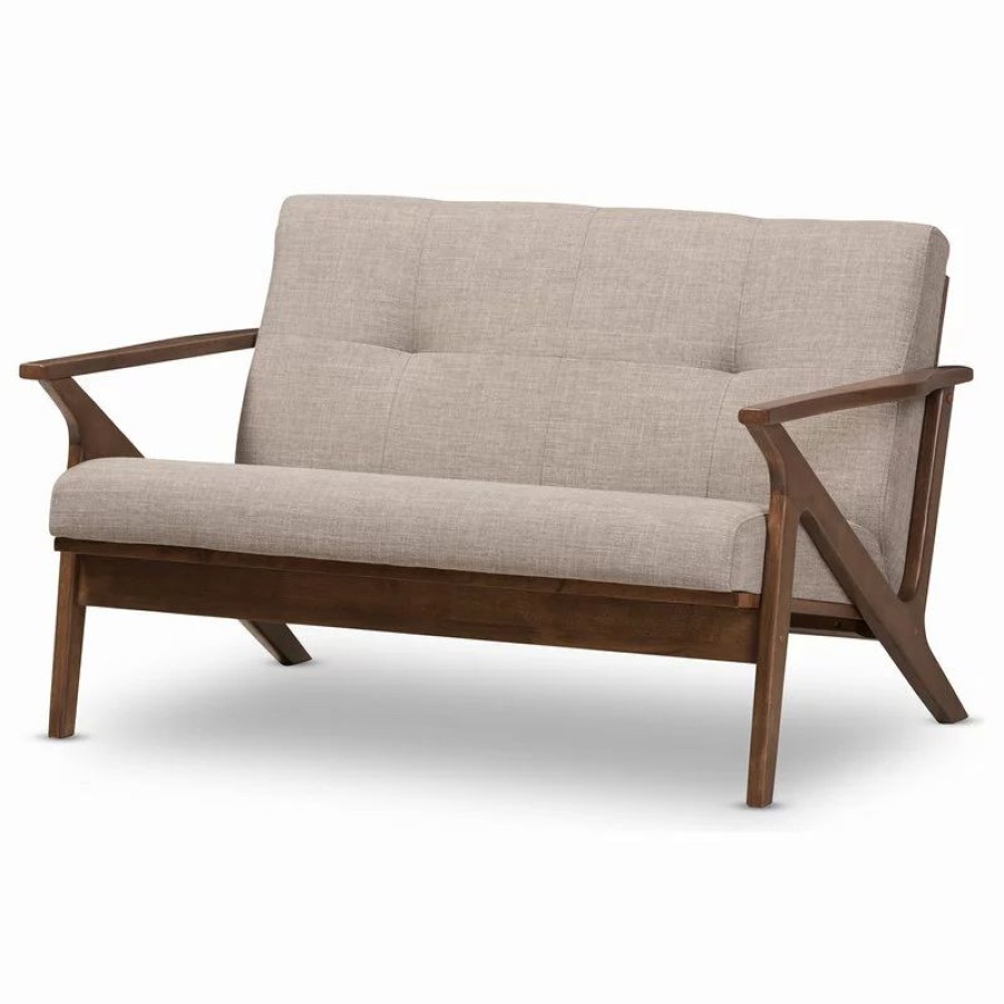 Sofas & Sectionals * | Baxton Studio Bianca Mid-Century Modern 2-Seater Loveseat, Light Gray Fabric