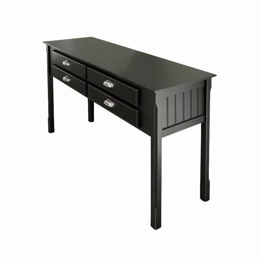 Console Tables * | Winsome Timber Solid Wood Console/Sofa Table In Black