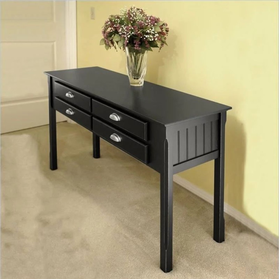 Console Tables * | Winsome Timber Solid Wood Console/Sofa Table In Black