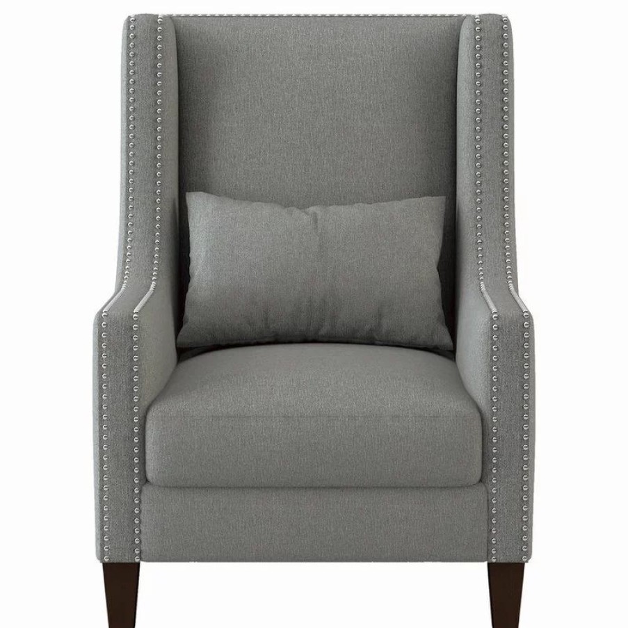 Chairs * | Lexicon Home Waterlyn Wingback Chair, Light Gray