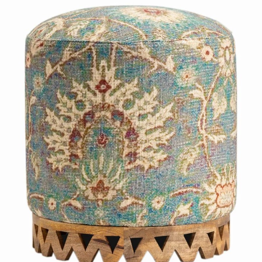 Footstools & Ottomans * | Crestview Collection Grace Fabric Carved Stool