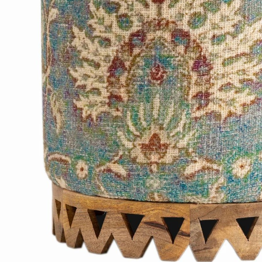 Footstools & Ottomans * | Crestview Collection Grace Fabric Carved Stool