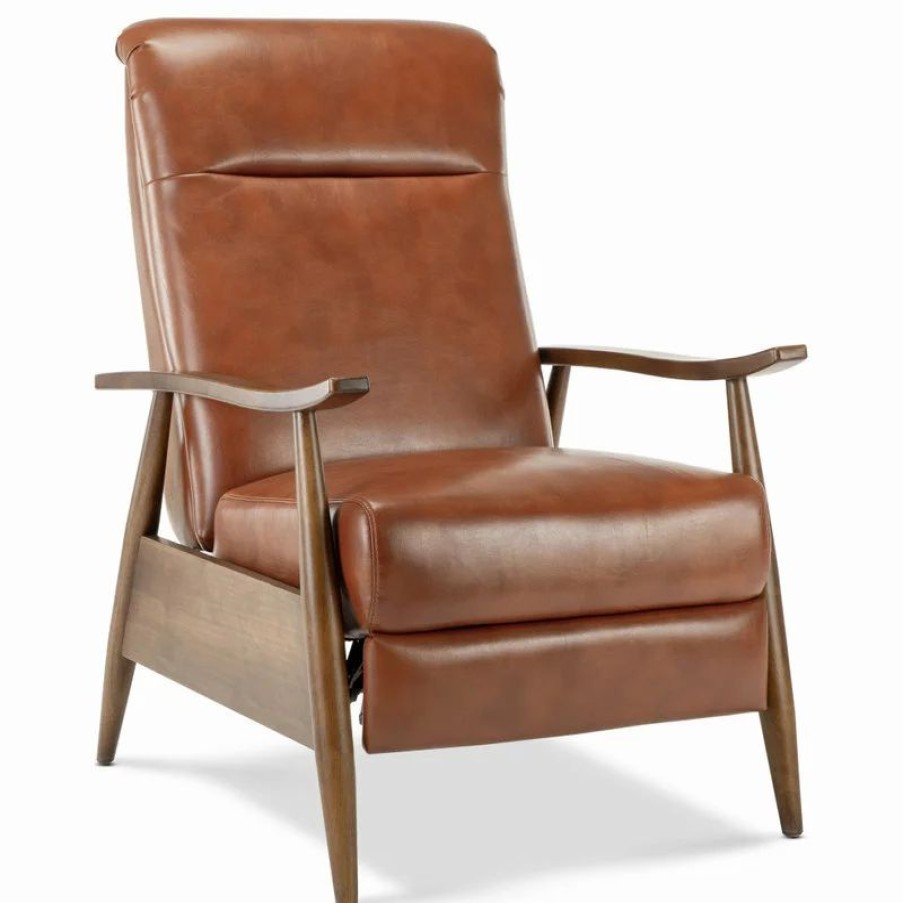 Chairs * | Comfort Pointe Solaris Caramel Wooden Arm Push Back Recliner Chair