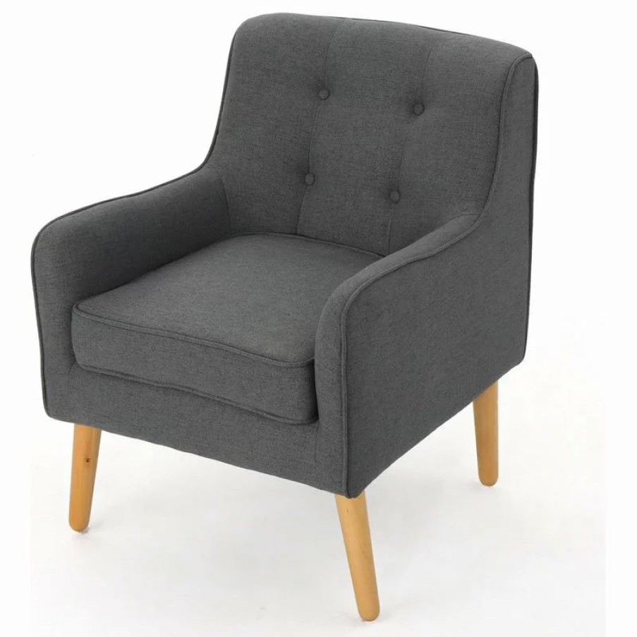 Chairs * | Gdfstudio Gdf Studio Fontinella Mid-Century Modern Fabric Tufted Arm Chair, Charcoal, Single