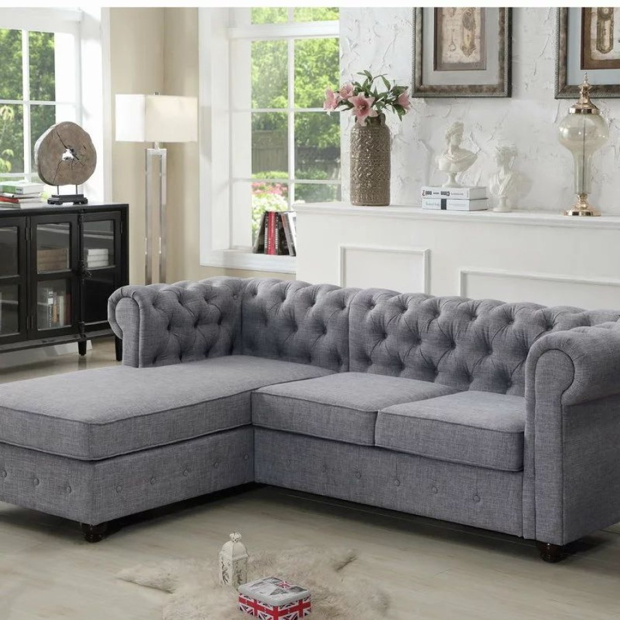 Sofas & Sectionals * | Fully Wind Co., Ltd. Gracia Sectional Sofa, Gray