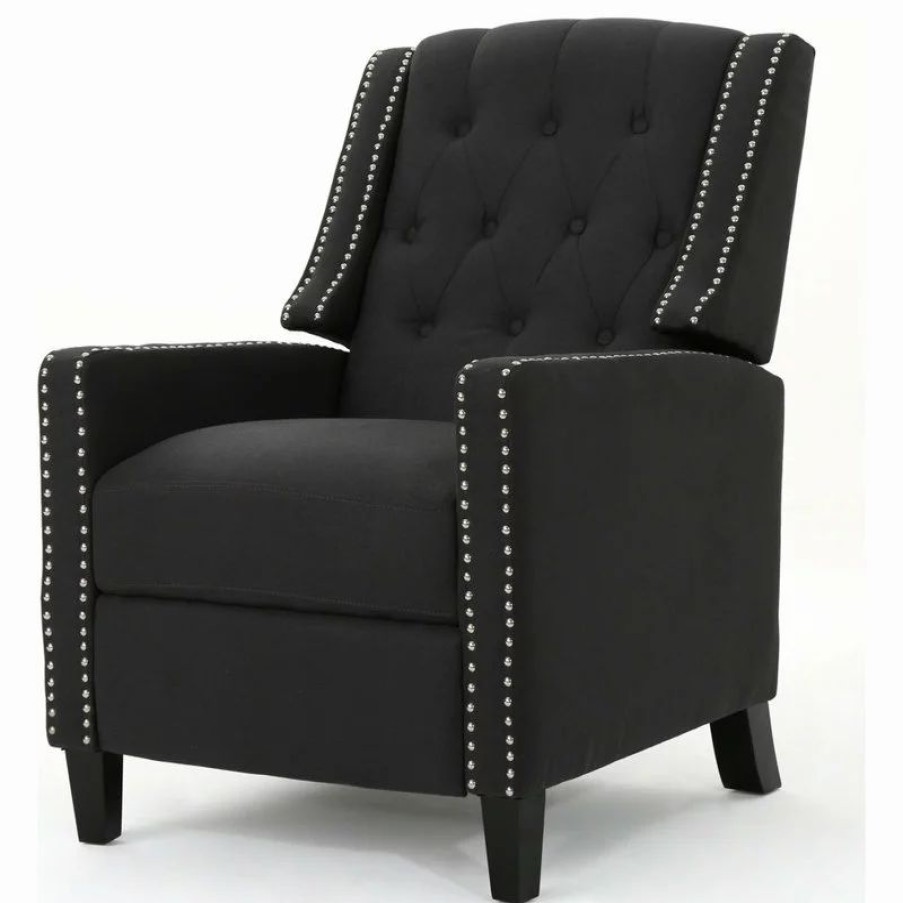 Chairs * | Gdfstudio Gdf Studio Ingrid Tufted Back Fabric Recliner Chair, Dark Charcoal