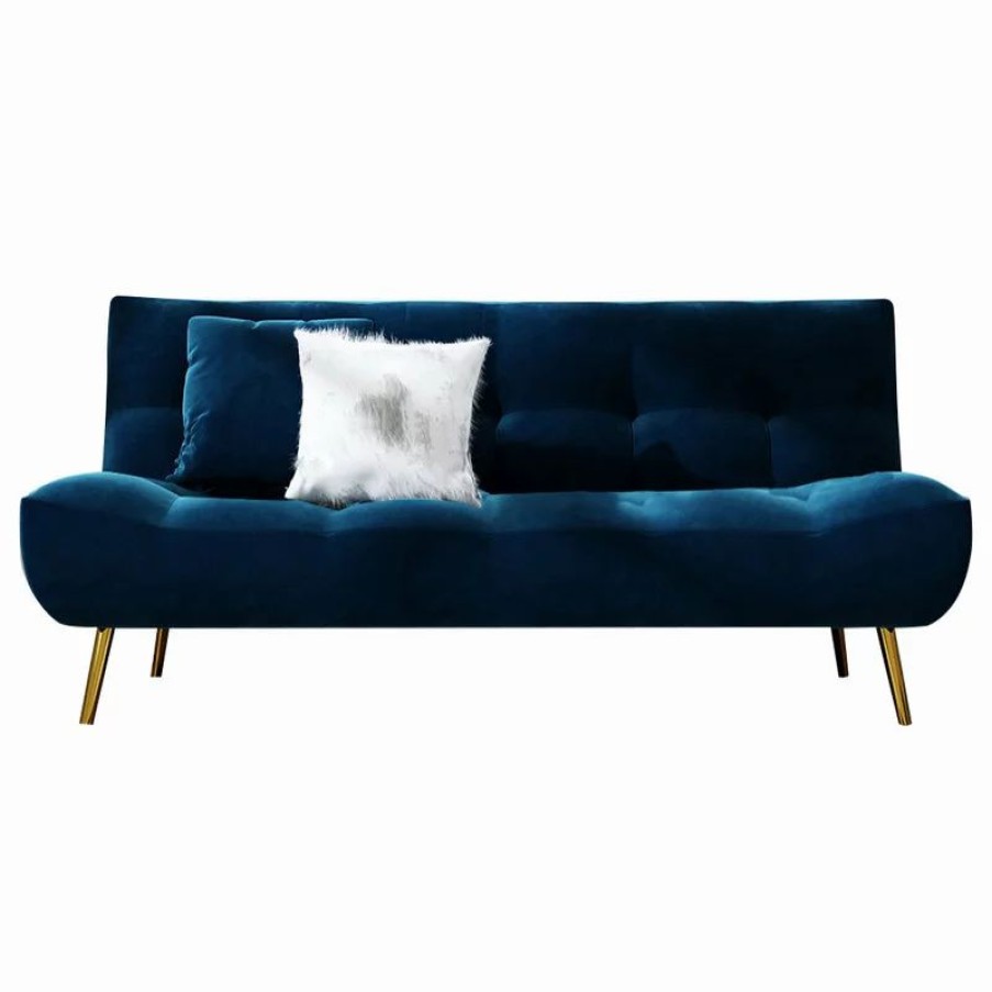 Sofas & Sectionals * | Homary 70.9 Sleeper Sofa Bed Velvet Upholstered Sofa Convertible Couch, Deep Blue