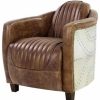 Chairs * | Acme Furniture Brancaster Aluminum And Top Grain Leather Chair, Retro Brown