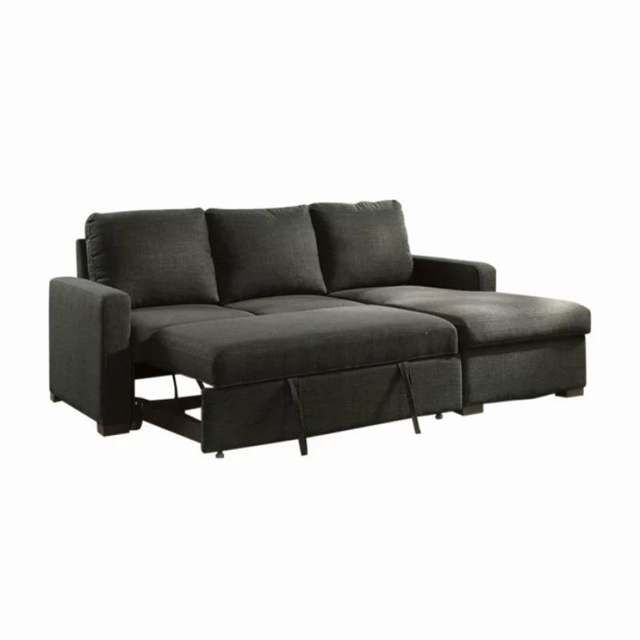 Sofas & Sectionals * | Furniture Of America E-Commerce By Enitial Lab Furniture Of America Rona Fabric Sleeper Sectional In Dark Gray