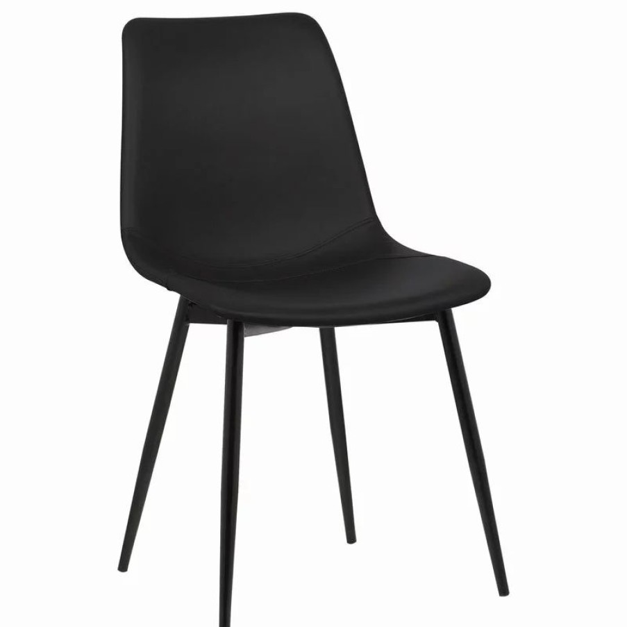 Chairs * | Armen Living Monte Contemporary Dining Chair With Black Powder Coated Metal Legs, Black