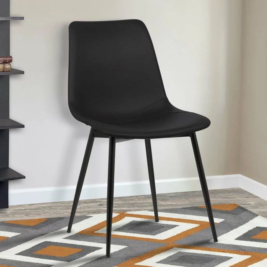 Chairs * | Armen Living Monte Contemporary Dining Chair With Black Powder Coated Metal Legs, Black