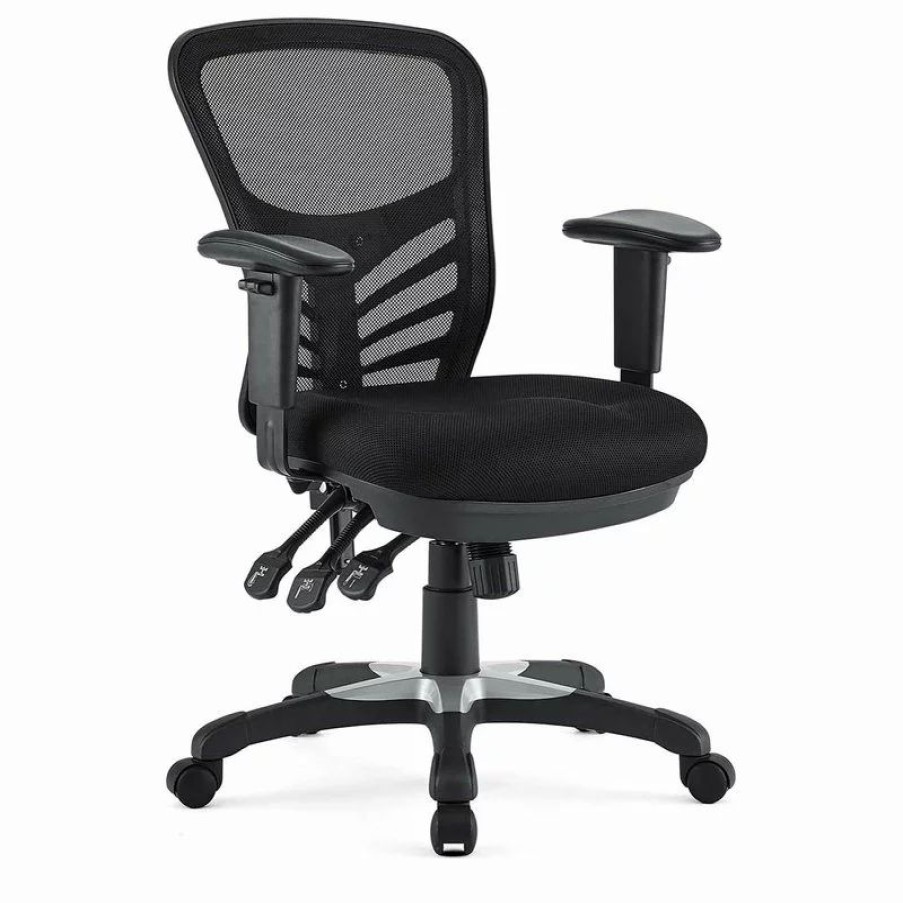 Chairs * | Decor Love Modern Ergonomic Office Chair, Mesh Seat & Back With Adjustable Armrests, Black