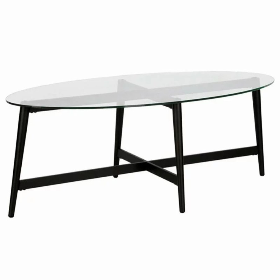 Coffee & Accent Tables * | Henn&Hart Mid-Century Metal Blackened Bronze And Glass Coffee Table