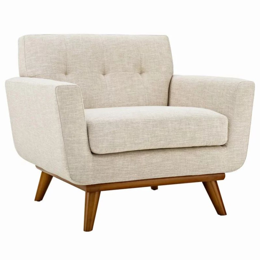 Chairs * | Lexmod Engage Upholstered Fabric Armchair, Beige