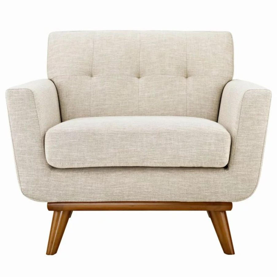 Chairs * | Lexmod Engage Upholstered Fabric Armchair, Beige