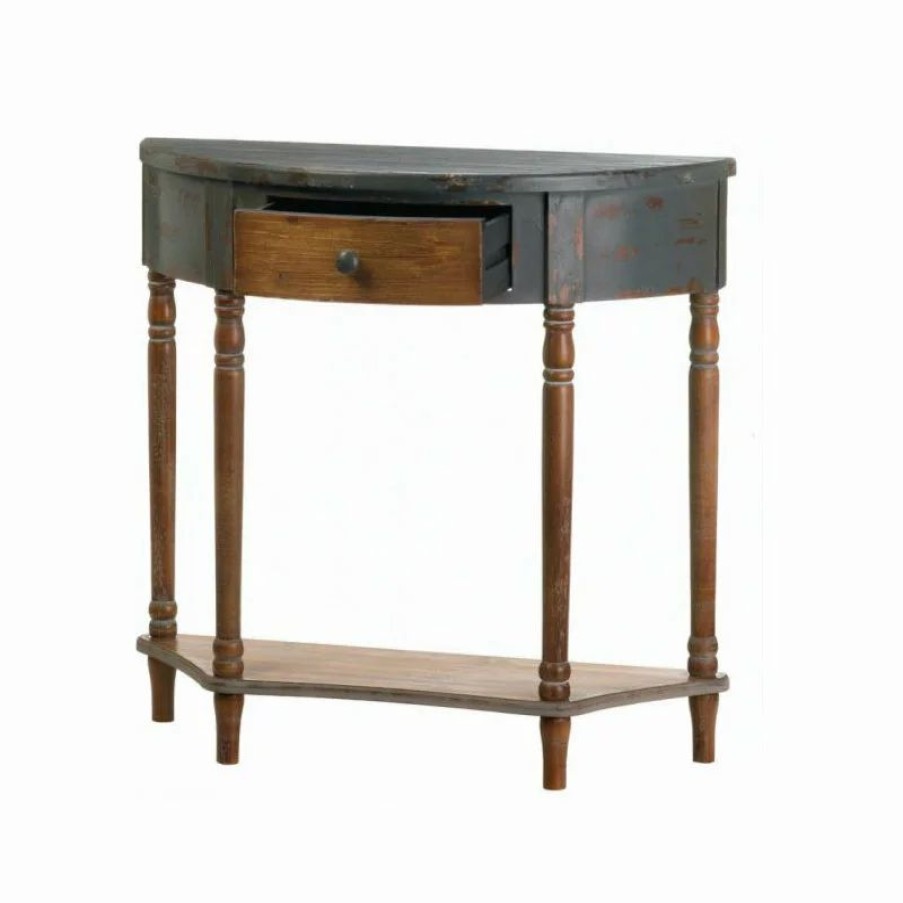 Console Tables * | Accent Plus Vintage-Look Half-Moon Wood Hall Table