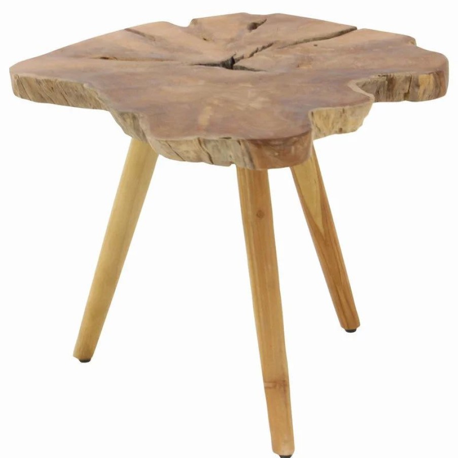 Coffee & Accent Tables * | Brimfield & May Rustic Brown Teak Wood Accent Table 38420